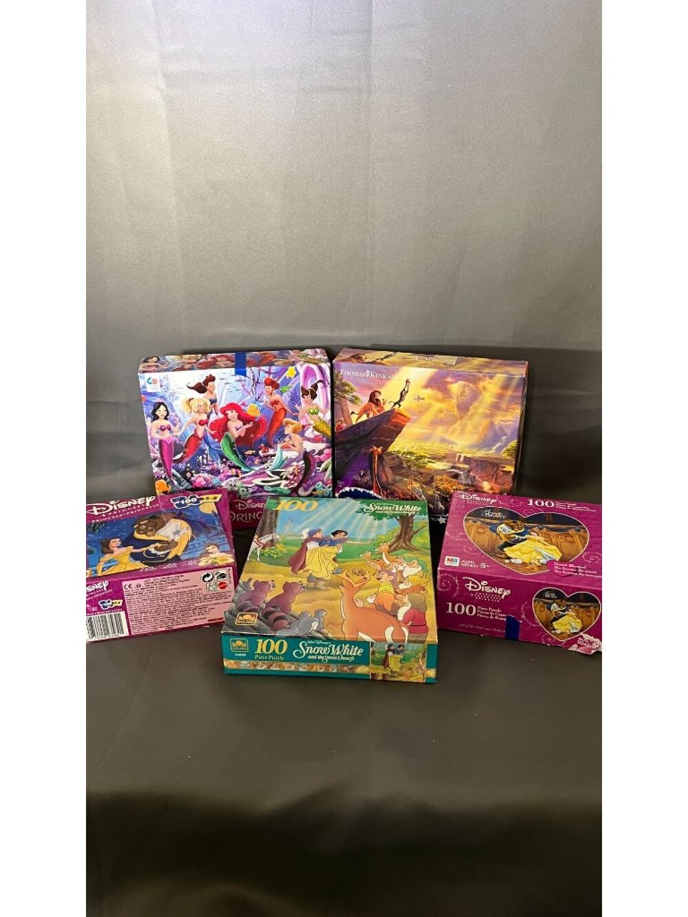 Disney Jigsaw Puzzle Lot Mermaid Beauty & Lion King 100 & 300 Pcs